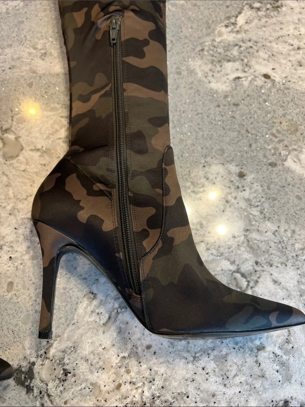 ALDO Sailors Camo Thigh High Stiletto Boots Pointed Toe EU 36 Like New
